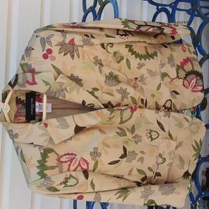Jones New York jacket,tan with flower pattern, size 10p